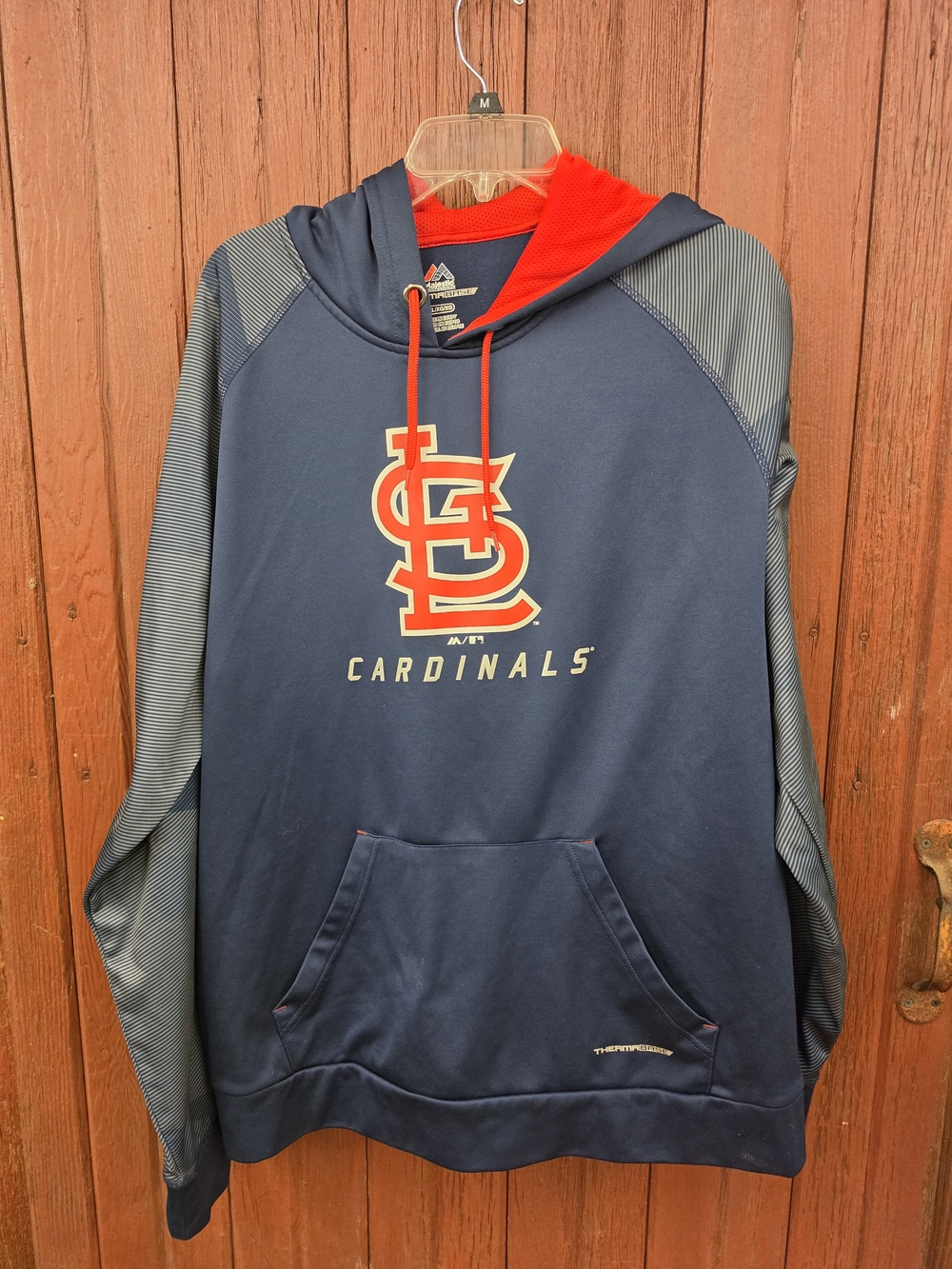 St. Louis Cardinals Navy Pullover Hoodie Majestic Therma Base Men's XL